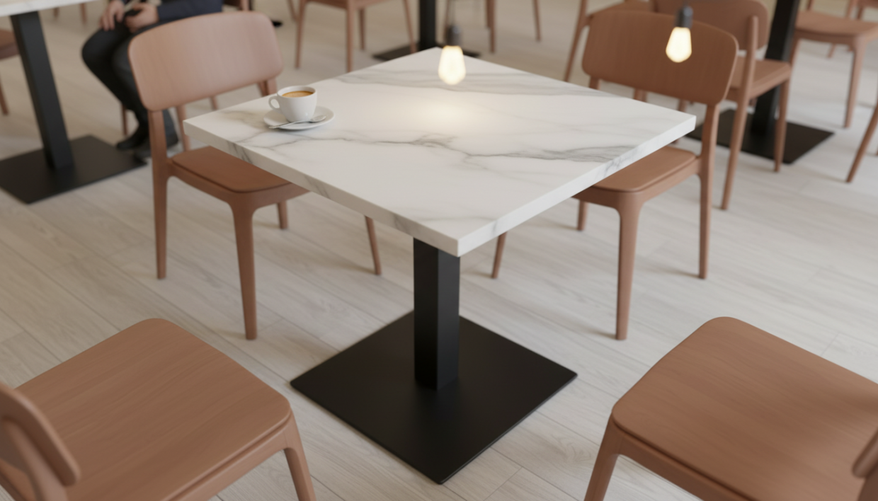 Столешница HPL на основе МДФ (квадратная) Мрамор Белый Матовый_13